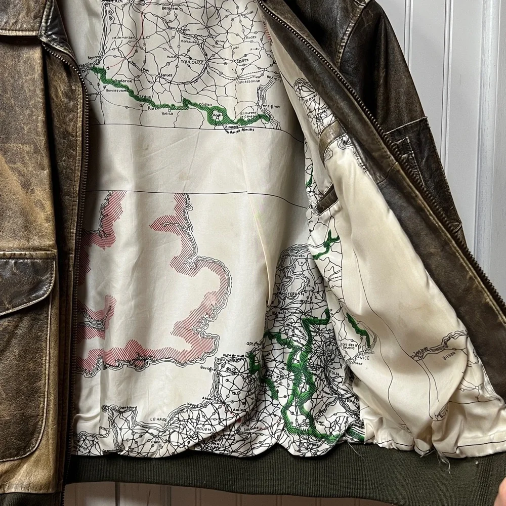 80s Flightline Pilots Leather Bomber Jacket XL Vintage